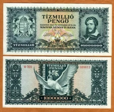 Hungary, 10,000,000 pengo 1945, P-123 aUNC