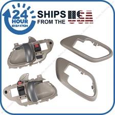 Tan Interior Inside Door Handle w/ Bezel LH & RH Pair Set For Chevy C/K Truck