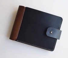 men women wallet purse bifold cow Leather ID Card Holder pocket bag black X219