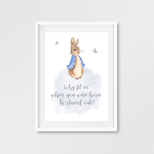 Peter Rabbit Quote Nursery Prints Childrens Bedroom Pictures Decor Wall Art Gift - Picture 8 of 9