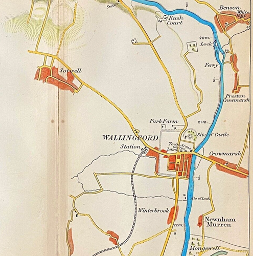 River Thames Rush Court via Benson to Wallingford Newnham Henry Taunt map 1885 - Picture 2 of 3