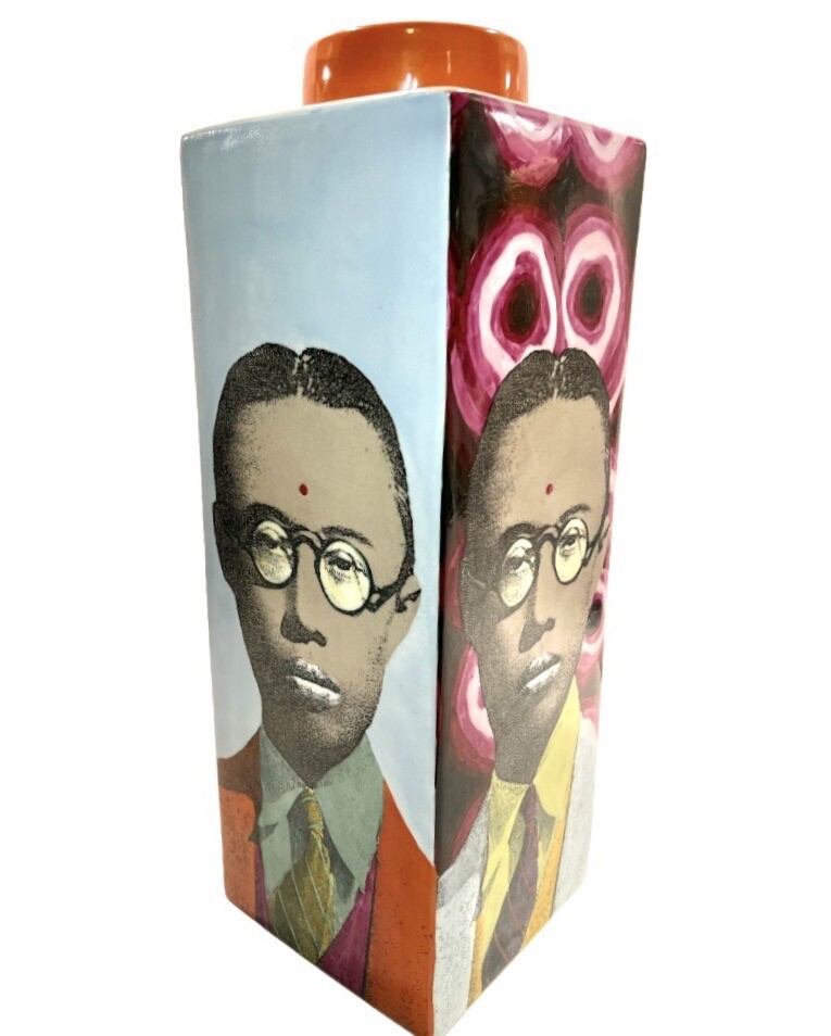 Vintage FABIENNE JOUVIN PARIS Pop Art 18” Ceramic Lidded