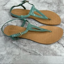 H by Halston Thong Sandal Teal and Dusty Tan Size 9