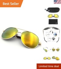Premium Military Style Classic Aviator Sunglasses, Polarized, 100 UV protect...
