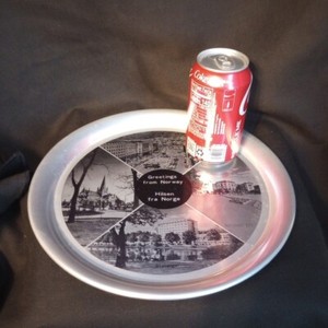 Vtg Souvenir Aluminum Tray Greetings From Norway Photographs Tourist Attractions