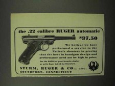Anuncio de pistola automática Ruger calibre .22 1950