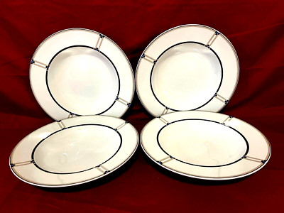 Studio Nova Exhibition Fine China Set Of 4 Rimmed Soup Bowls 9''
