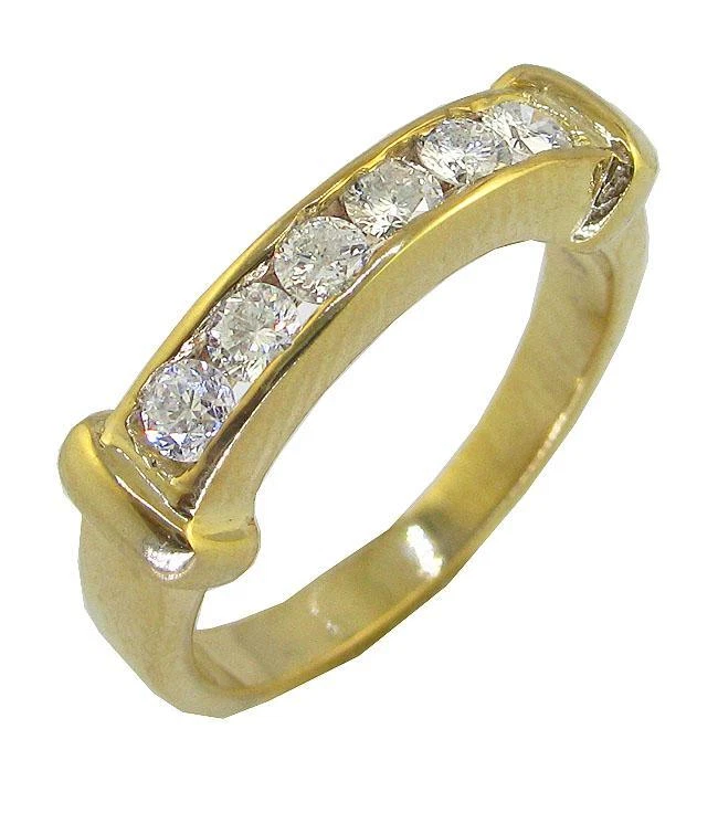 Anillo de boda de aniversario de diamantes cultivados en laboratorio VVS F 0,45 quilates de oro amarillo sólido de 14 quilates Foto 3 de 4