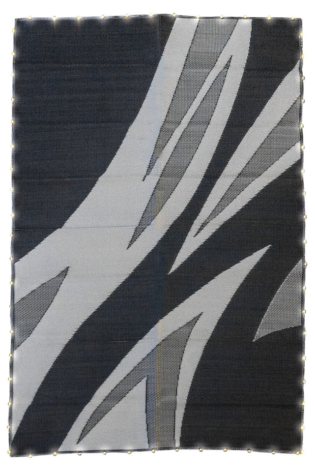 Reversible RV Patio Mat With LED Light Border 72 x 106 Includes Carry ...