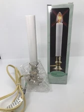 Vintage Lumin Essence Electric Candle Lamp with a Brass Plated Base 9” in Box