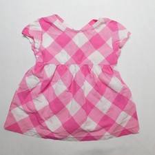 Carters Toddler Girls Pink White Gingham Check Short Sleeve Top Blouse Dress 2T
