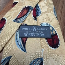 VTG 90s Robert Talbott Studio Nordstrom Mens Silk Paisley Tie Gold Blue Red