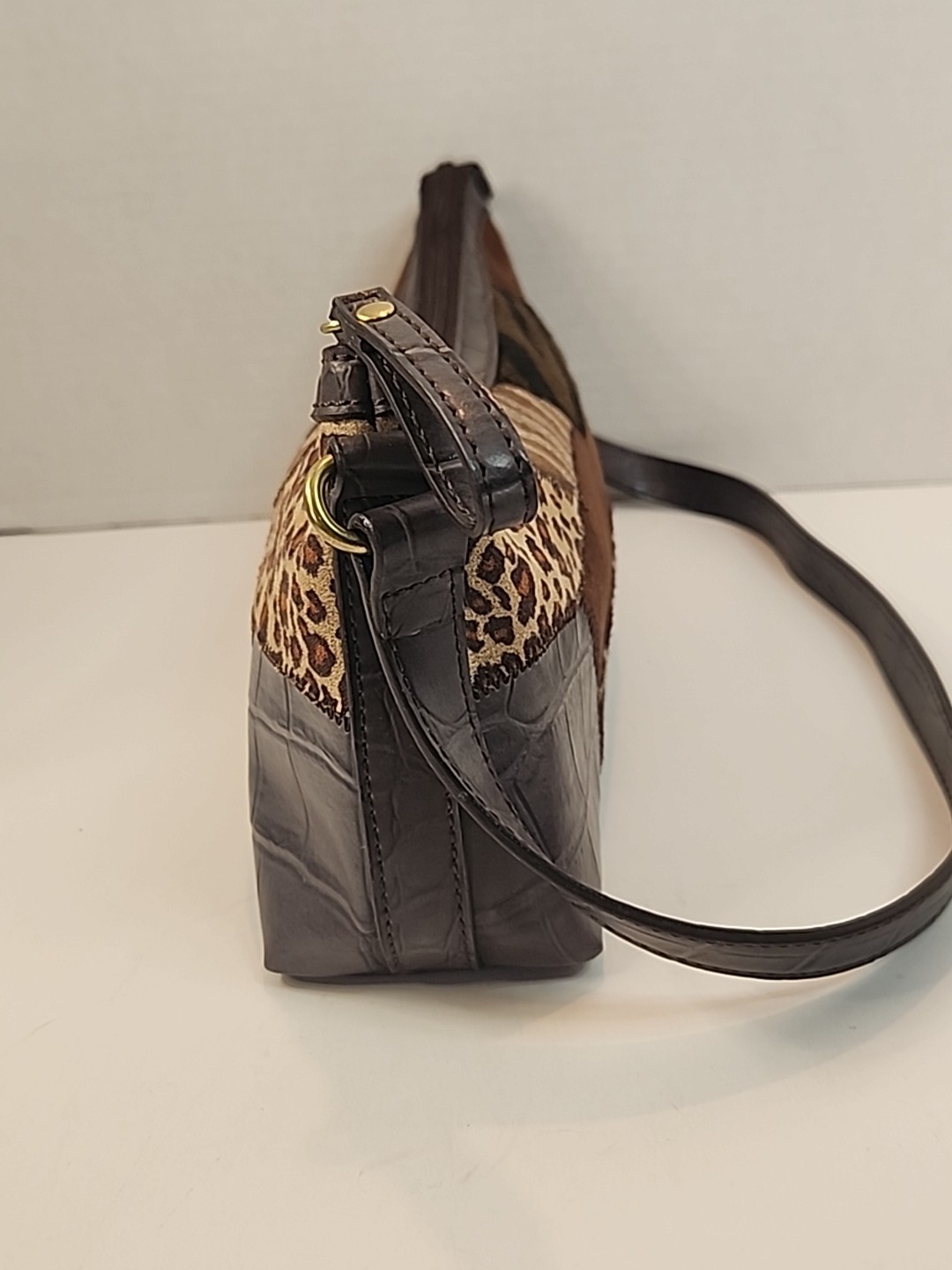 Patchwork Animal Print & Embossed Relic Shoulder … - image 4