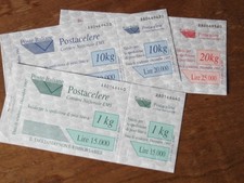 ITALIA REPUBBLICA  COLLEZIONE 1997 TRE TAGLIANDI PER CORRIERE NAZIONALE EMS