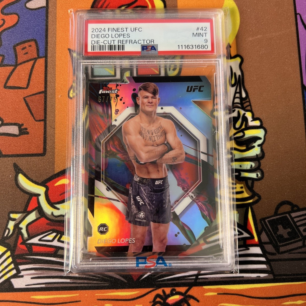 2024 Topps Finest UFC DIEGO LOPES Rookie Die-Cut Refractor /75 PSA 9 MINT  🔥🥵📈