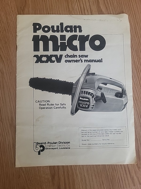 Poulan Micro XXV 10", 12  2-Cycle Chain Saw Owners Manual Chainsaw Gasoline
