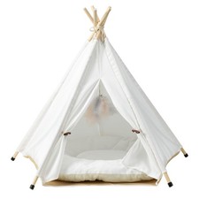 The Cat Ladies Teepee - White Small Dog Tent Bed with a Soft Terylene