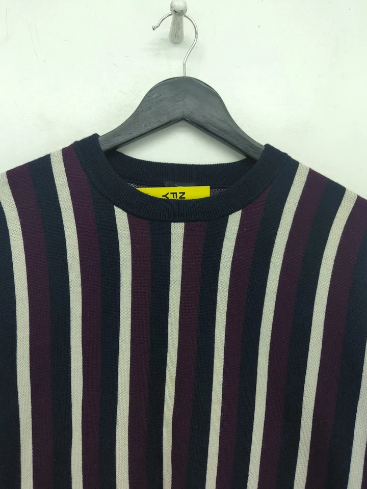 Joseph Women's Jumper S Purple Striped 100% Wool Round Neck Pullover - Изображение 3 из 4