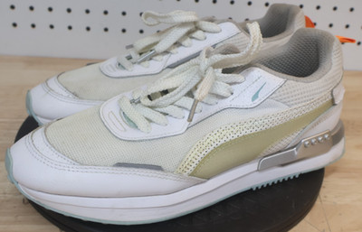 Puma City Rider Men 9.5 PPE White Gray Teal Sky Blue 385488-01 Sneaker Shoes USA
