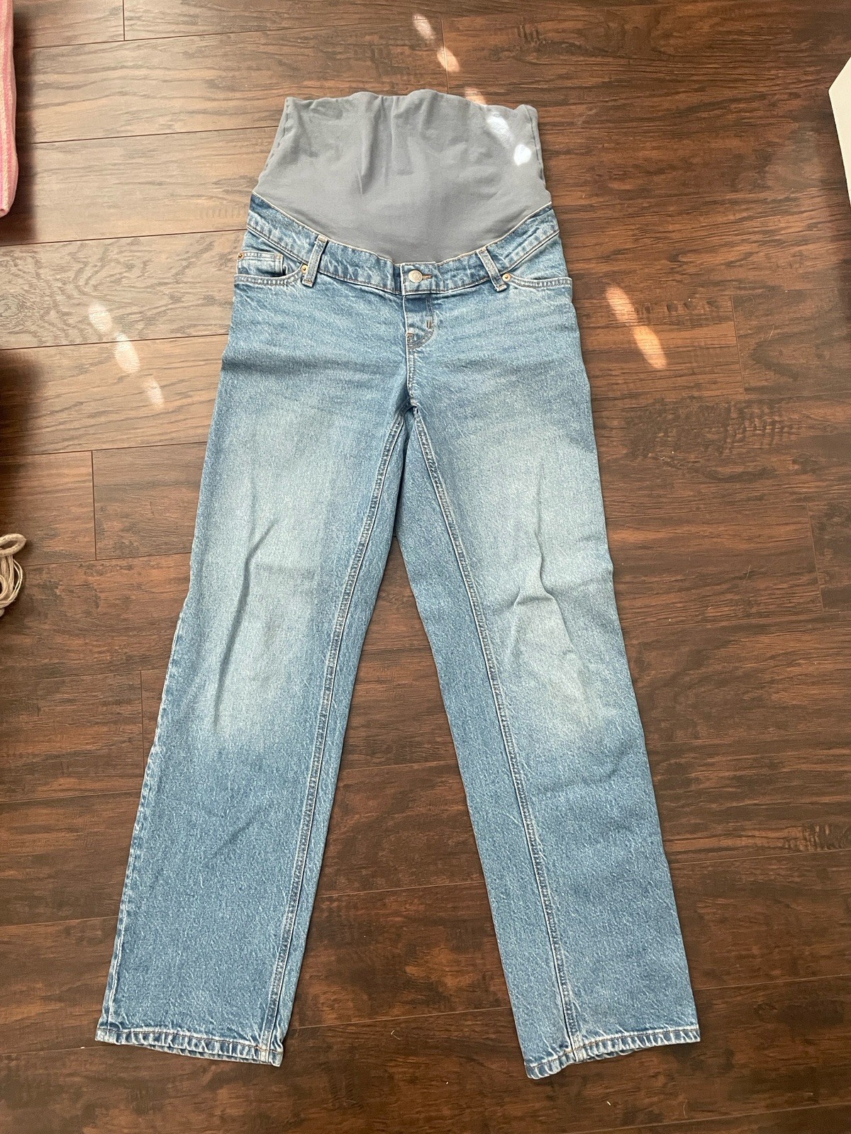 H&M Maternity Mama Straight Leg Jeans Light Denim Wash Size Small