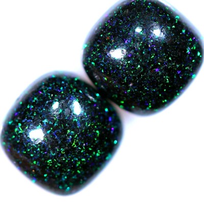 Paire d'Opales Noires  d'AUSTRALIE 8x8mm 2,80cts NATURELLE  d'ANDAMOOKA Matrix