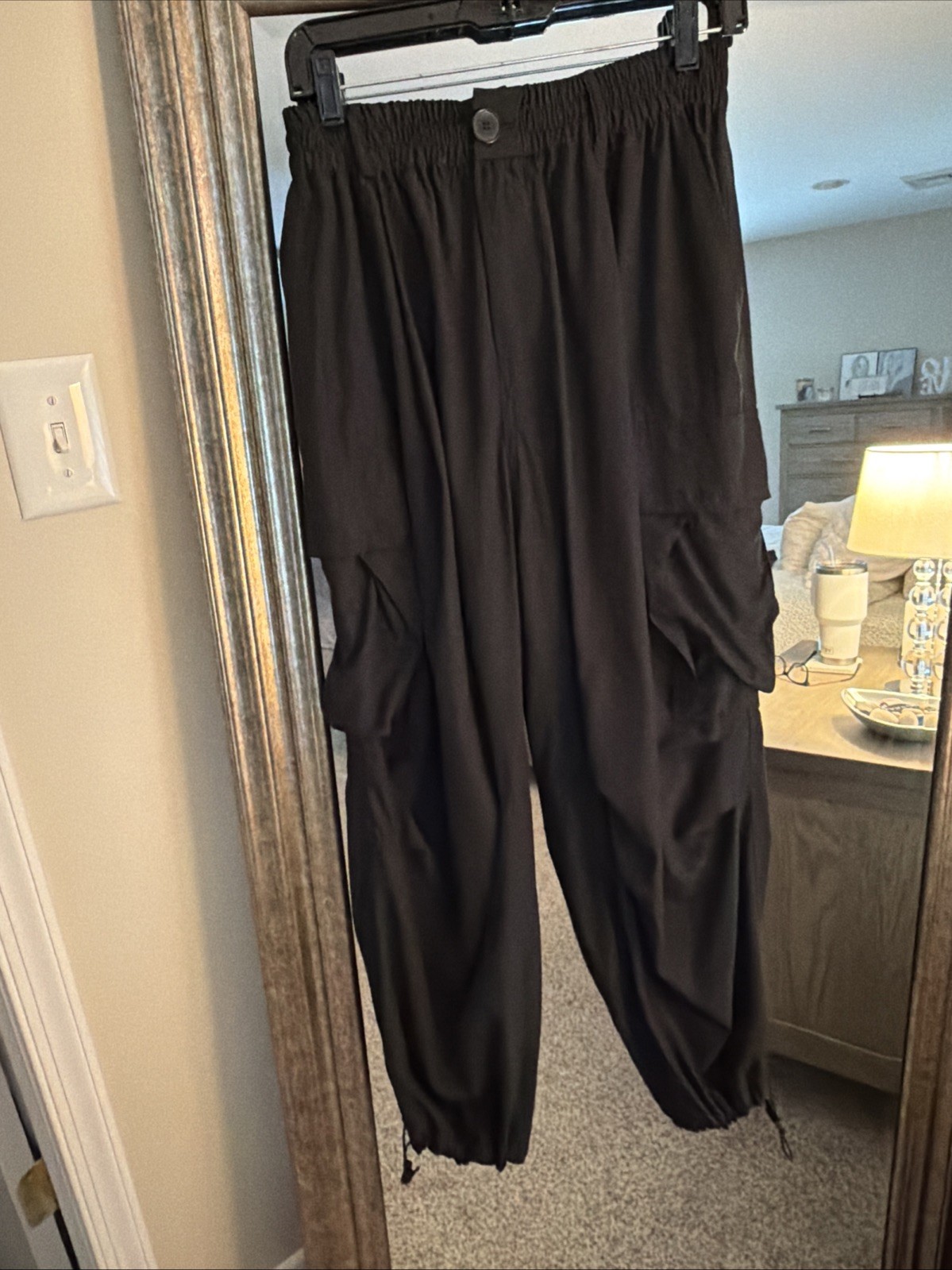 Zara Black Baggy Lightweight Cargo Jogger Pants High Waist  M-L Sold Out