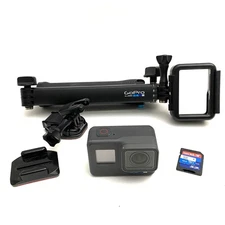 GoPro Hero6 Black w/ SD card, Various Mounts - TESTED - SCREEN DAMAGE - READ