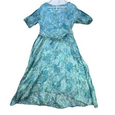 Winter Sun Art to Wear Blue Floral Tie Dye Dress Women’s Large Boho Beach