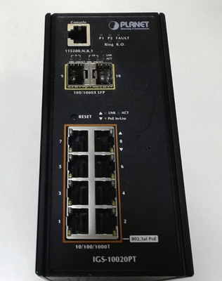 PLANET INDUSTRIAL IGS-10020PT SWITCH 10/100/1000 8 PoE, 2 SFP PORT, NO POWER CAB