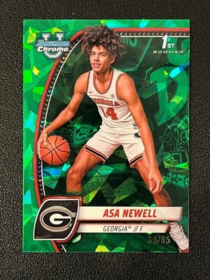 Asa Newell 2024-25 Bowman University Sapphire 1st Green Refractor /65 Georgia