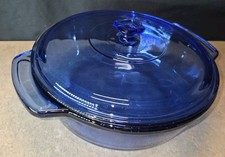 Vintage Anchor Hocking Cobalt Blue 2 Quart 9” Casserole Dish With Lid #1038