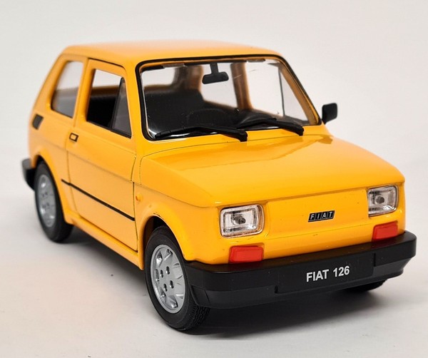 Nex 1/24 - Fiat 126 Yellow Diecast Scale Model Car - 24066Y-image