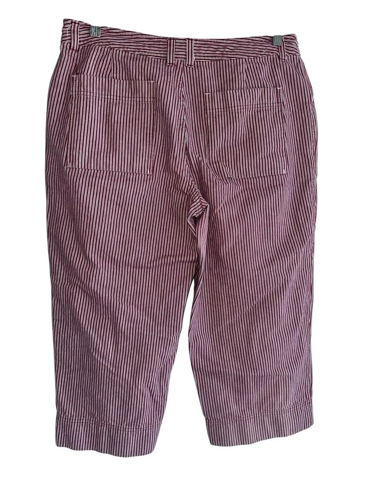 Pantalones de mezclilla utilitarios recortados vintage remachados por Lee para mujer 14M con cremallera de garra a rayas rojas Foto 2 de 4