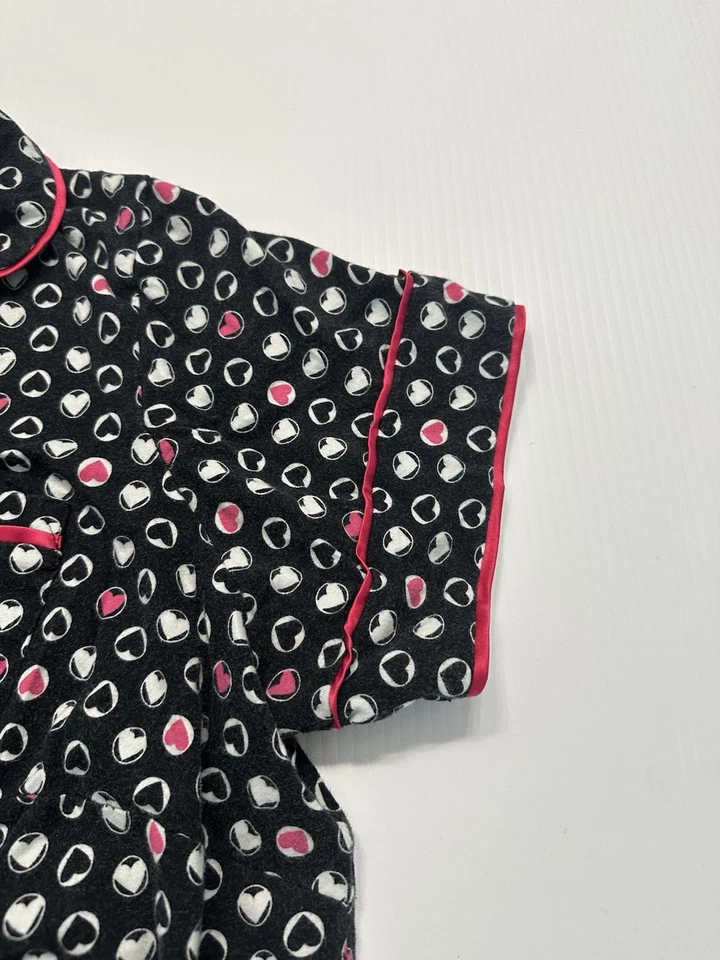 CACIQUE ALGODÓN Negro ROSA CORAZÓN CAMISETA + CORTO Pijama Mujer Talla XL 14/16 Foto 4 de 4