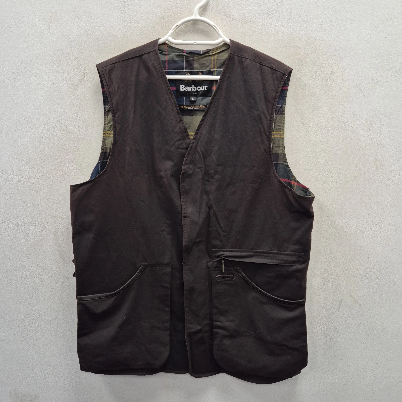 Barbour Alwinton Brown Sporting Wax Waterproof Hunting Country Gilet Vest Large