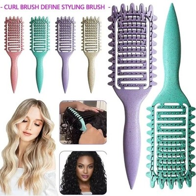 Curl Define Styling Brush Hollow Out Detangling Hair Brush Tangled Curly Hair