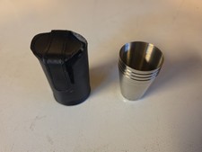 Set Of 4  Stainless Steel Shot Glasses W/ Travel Case.