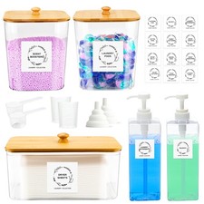 3 2 Pack Laundry Pods Containers and Dryer Holder with Laundry Detergent Disp...