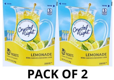 2 PACK Crystal Light LEMONADE  Drink 16 Pitcher Packets , (32 Packets Total)