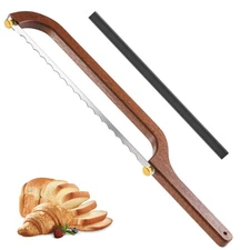 Bread Knife for Homemade Bread Sourdough,16" Wooden Slicer Stainless Steel Sa...