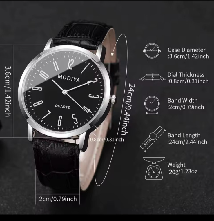 Basic Easy To Read Quartz Watch Cheap PU Leather Strap White Clear Face ...
