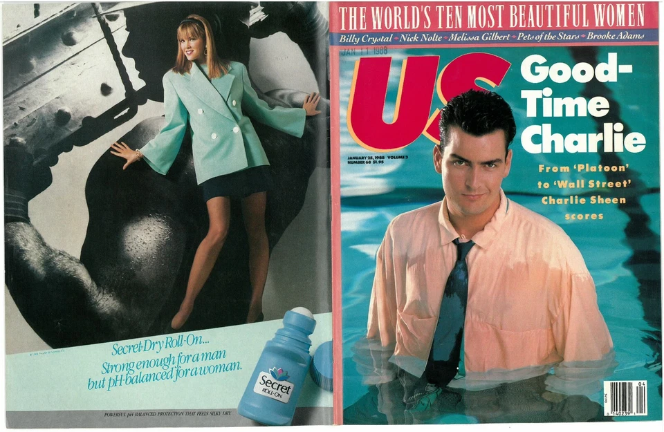 US MAGAZINE JANUARY 25, 1988 CHARLIE SHEEN, BILLY CRYSTAL, REISER, PORIZKOVA! - Image 2 of 4