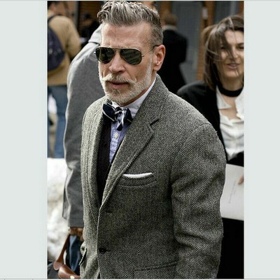 Men's Wool Blend Herringbone Tweed Suits Groom Tuxedos Formal Dinner Suit Custom Men's Wool Blend Herringbone Tweed Suits Groom Tuxedos Formal Dinner Suit Custom