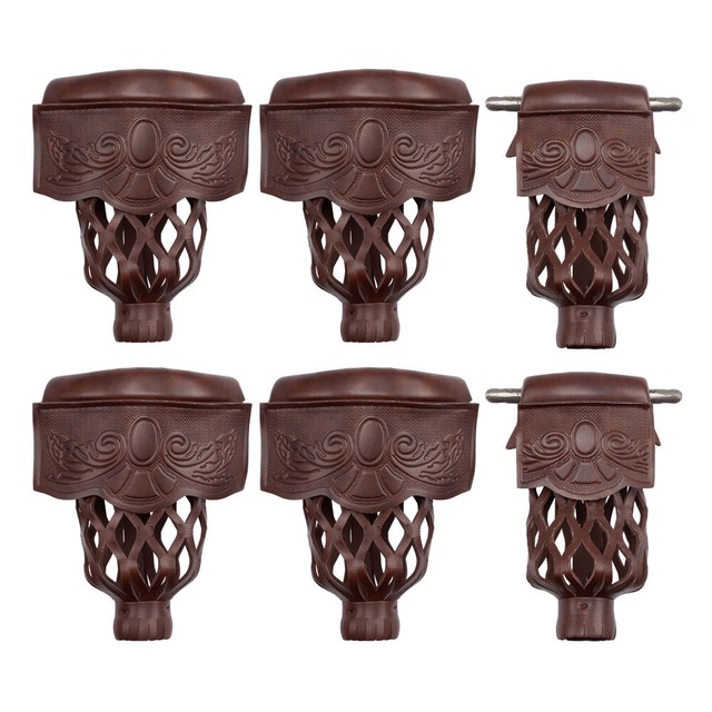 Set of 6 Heavy Duty Leather Billiard Pool Table Pockets (Walnut