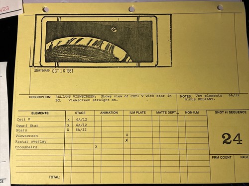  STAR TREK WRATH OF KHAN  movie props STORYBOARDS production art Star Wars x1 - Picture 5 of 6