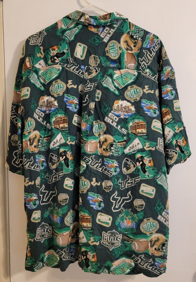 VINTAGE USF Bulls Shirt Adult Sz XL Green Button Up South Florida