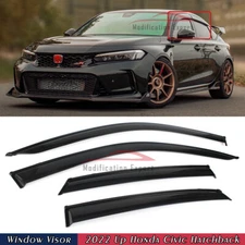 For 22-25 Honda Civic Hatchback Black Trim Smoked Tinted Window Visor Rain Guard