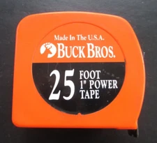 Vintage Buck Brothers 25' Foot 1" Power Tape Measure Made in USA 