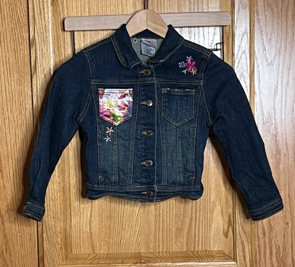 Disney Fairies Jean Jacket Girls Small (5/6)  Disney Store Tinker Bell Embroider - Изображение 2 из 4