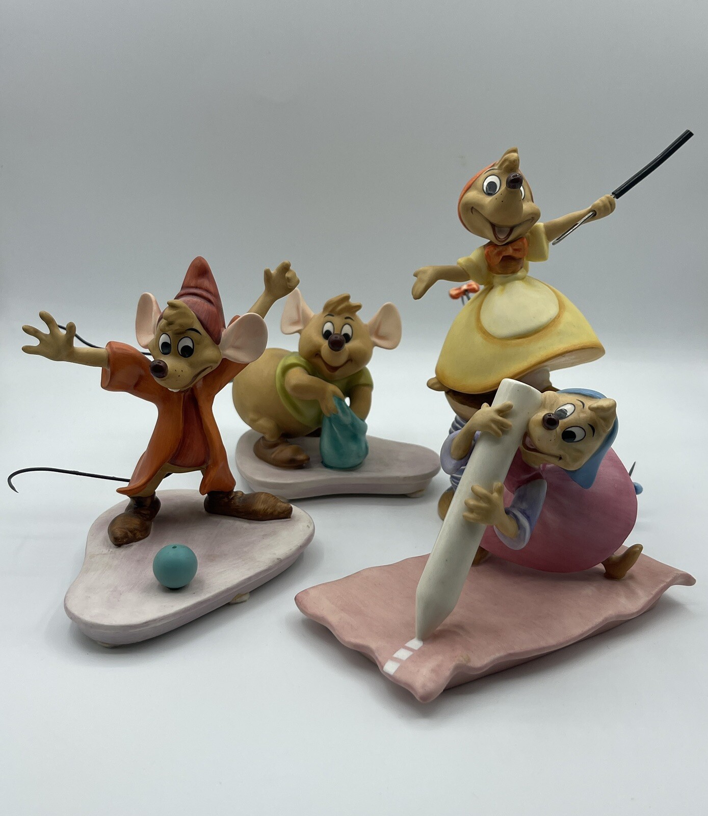 WDCC Disney Cinderella 4 Figurines  Set Jaq & Gus & Chalk No Dilly Dally Mouse